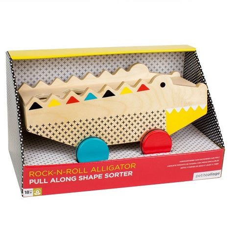 Petit Collage wooden alligator shape sorter & pull toy