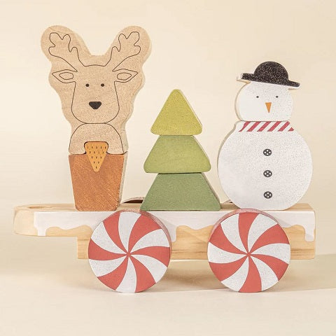 Wooden Christmas Stacking Train